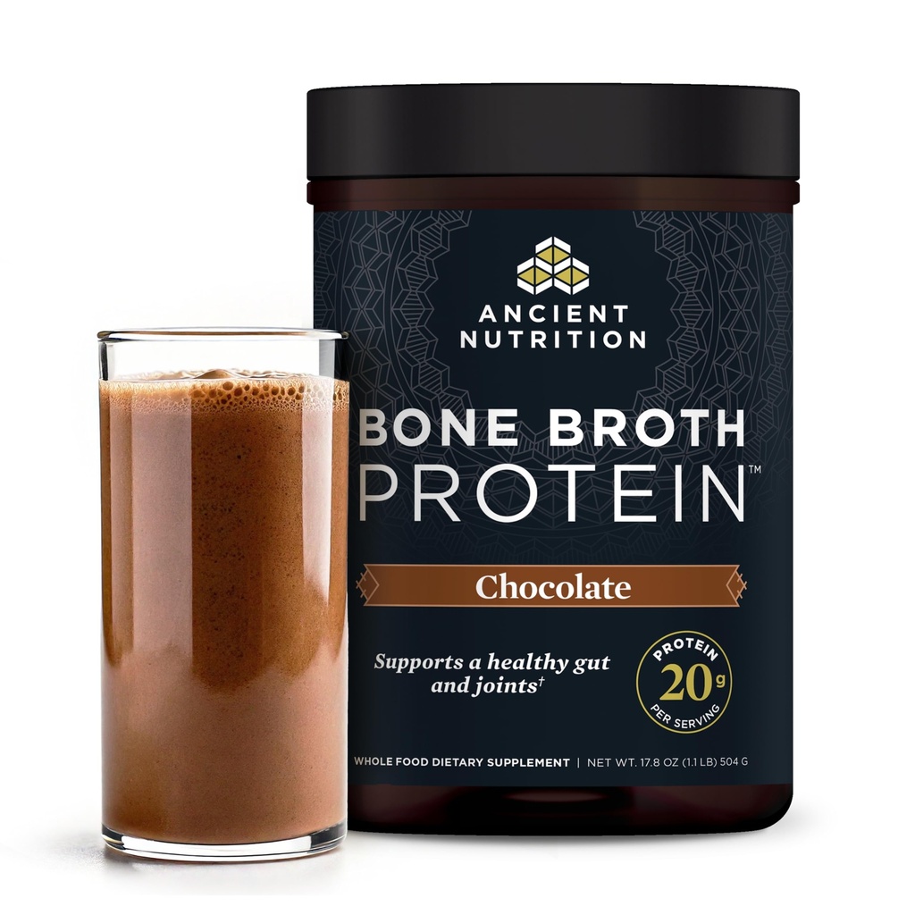 Ancient Nutrition Protein Powder Izdelan iz pravih kosti Broth, Čokolada, 20g Beljakovine na serviranje, 20 Serving Tub, Gluten brez hidrolizirane Kolagen Peptides dodatek, Odlično v beljakovinskih stresa