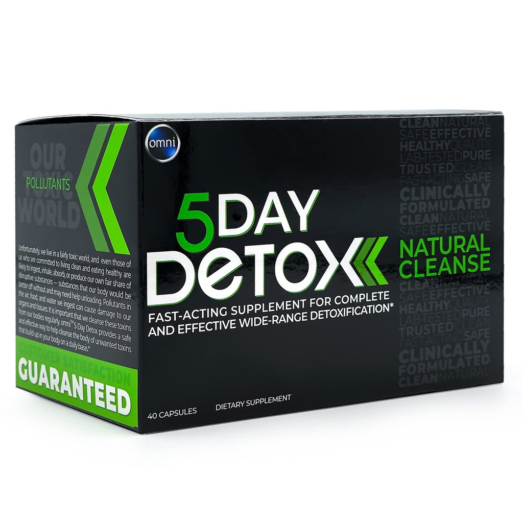Wellgenix Omni 5 Day Detox Cleanse - Premium naravni razstrupljanje telesa dodatek, 40 Kapsule za odstranjevanje toksina, celotno očiščenje telesa, Podpira zdrava jetra, ledvice, urinarni trakt, & Prebavni sistem