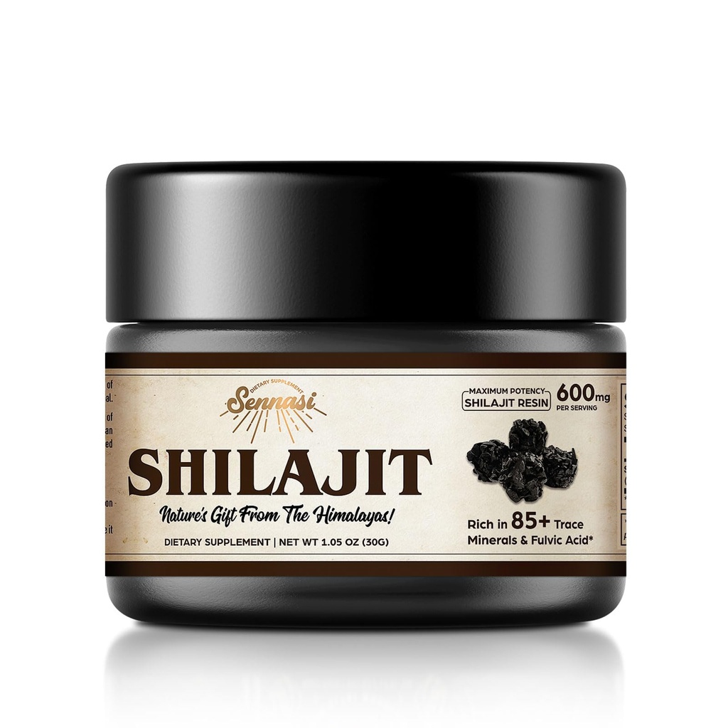 Shilajit Pure Himalaaan Organic Shilajit Resin - 600mg Največja moč Natural Organic Shilajit Resin z 85+ Trace Minerals & Fulvic Acid for Energy, Imunska podpora, 30 Grams (1 pakiranje)