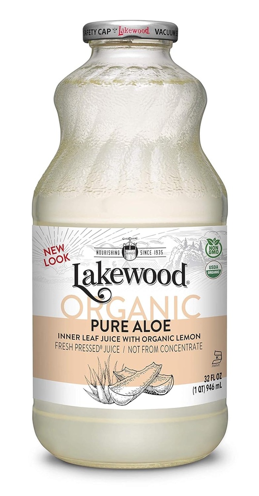 Lakewood Organic Pure Aloe Notranji list, sveže stisnjen, 32 Fl Oz, Paket 6