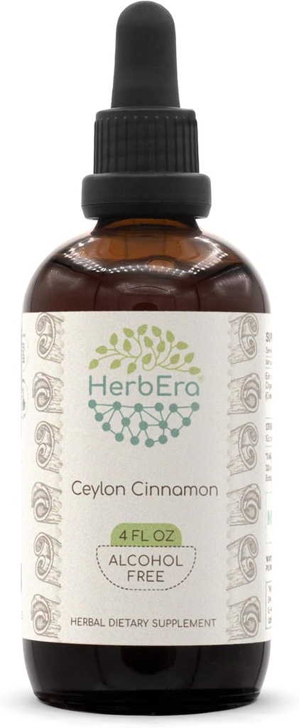 Ceylon Cimet B120 Izvleček zelišča brez alkohola Tinktura, koncentrirane tekoče kapljice Naravni cimet (Cinnamomum Verum) (4 fl oz)