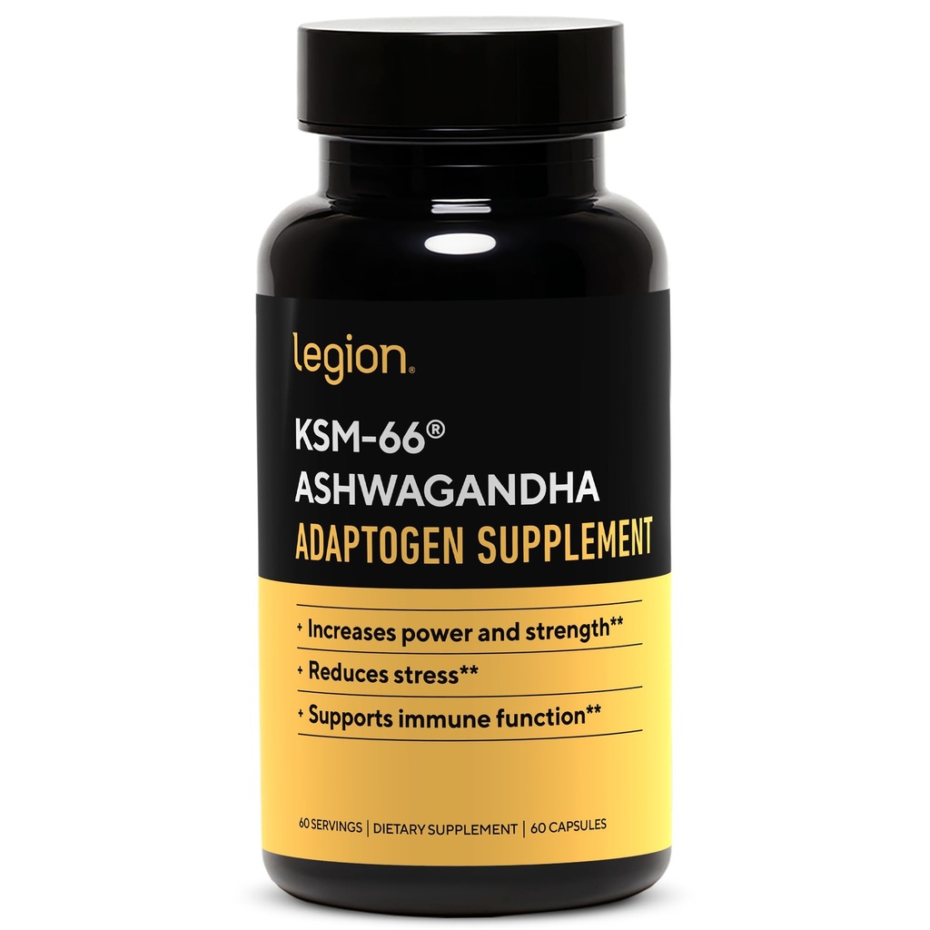 LEGION KSM-66® Ashwagandha Root Extract - Ashwagandha Root Powder dodatek za izboljšanje razpoloženja, spanja in atletske zmogljivosti - ekstra moč Ashwagandha Root Extract (60 Servings)