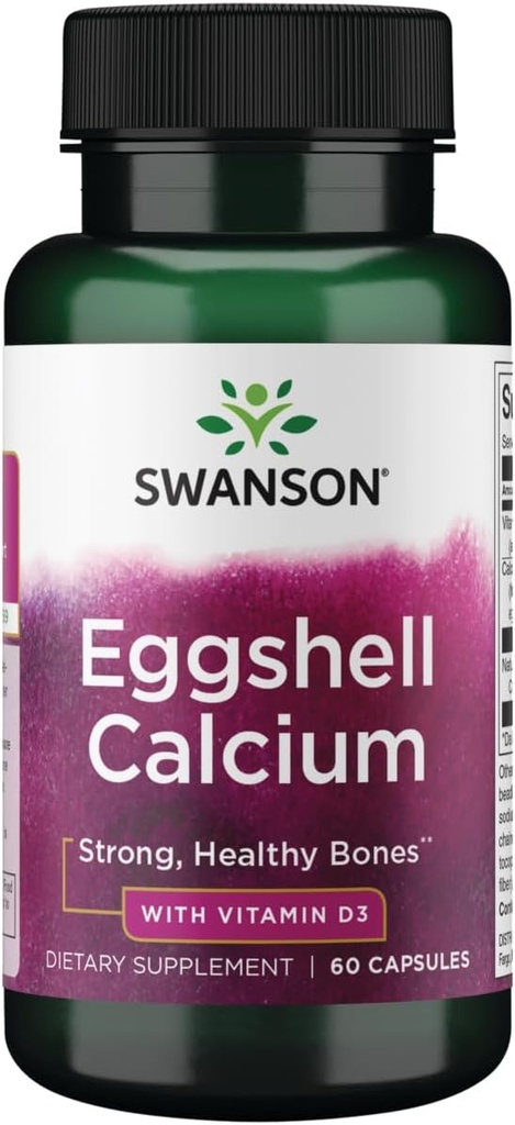 Swanson Eggshell Kalcij z vitaminom D-3 60 Kapsule