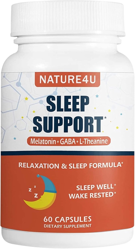 3 v 1 pomoč za spanje za odrasle Dodatna moč, Extended release melatonin 5 mg, L Theanine 250 mg, GABA 250 mg, Relaksacija in spanje dodatek, 60 kapsul