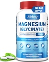 Airboy Magnezij Glycinate 200 mg, Najboljši Magnezij Glycinate za spanje,120 Vegan majhne kapsule, Visoka Absorpcijska podpora Sprostitev, spanje in miren Mood,Non-GMO in brez glutena