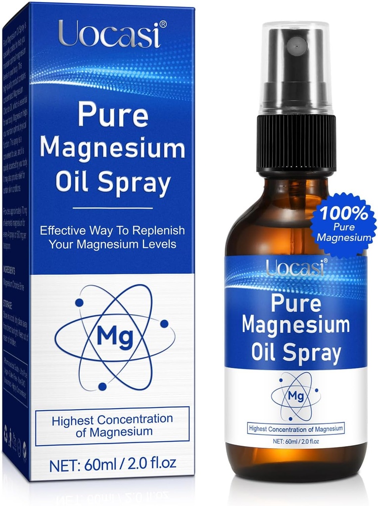 Magnezijevo olje za noge, čisto magnezijevo olje Spray, Hraniti kožo, Unclog Pores, blažiti izpadanje las, 2 Oz