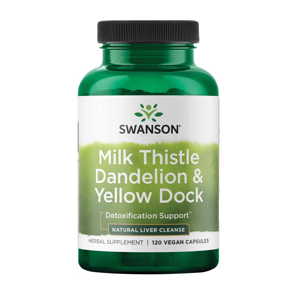 Swanson Milk Thistle, Dandelion & Yellow Dock - Herbal Liver Support Supplement - Natural Supplement Helping to Maintain Overall Health & Wellbeing - (120 Capsules) (1 Pack)