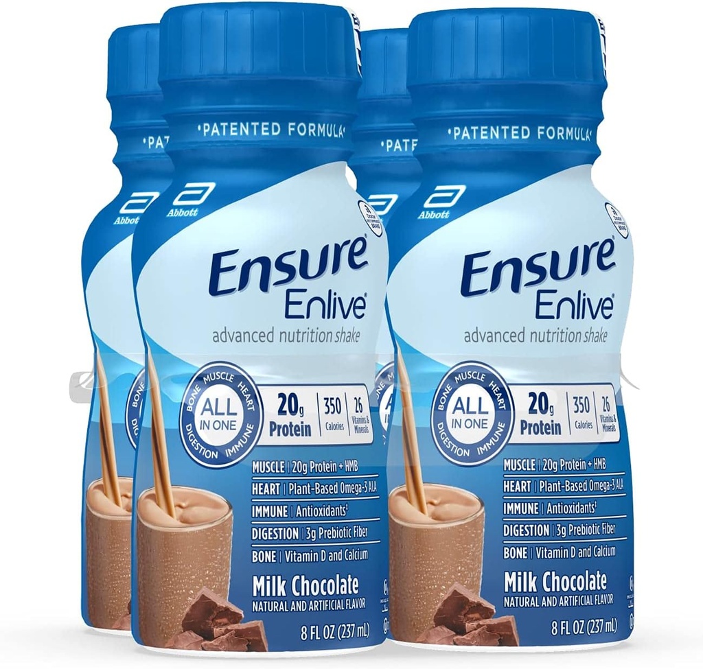 Zagotovite Enlive Meal zamenjava Shake, 20g beljakovine, 350 kalorij, Advanced Nutrition Protein Shake, Mlečna čokolada, 8 Fl Oz (Pack of 4)