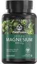 PlantFusion Vegan Magnezij 400 mg prehranska dopolnila, mišice, kosti, srce in sprostitev podpora, 90 Veganske kapsule