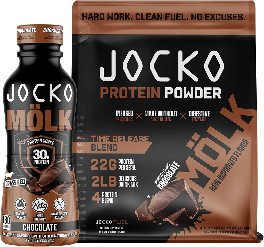 Jocko Fuel 2 paket paket - čokoladni MOLK proteini v prahu in RTD proteini Shake