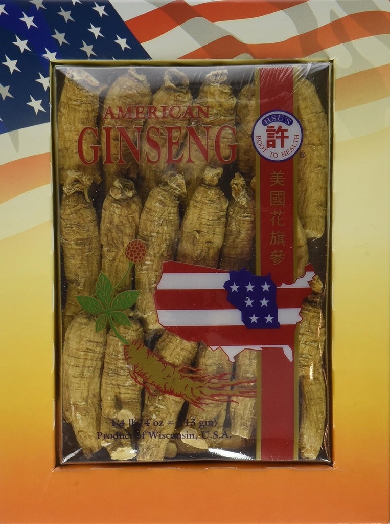 Hsu's SKU 0132-4, Ginseng Half Short Medium Gojene ameriške korenine ginsenga (4 oz = 113 gm/Box), 0132-4, 0132.2.4