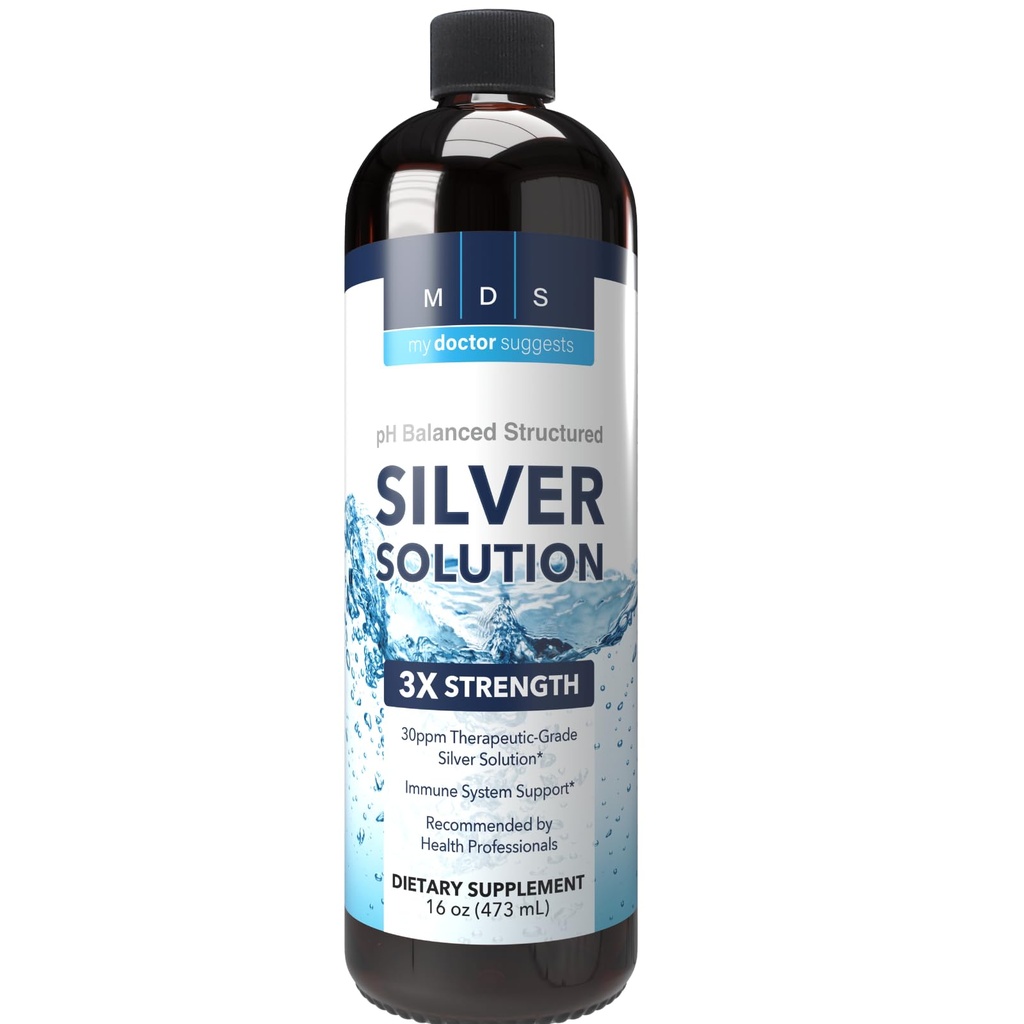Alkaline Strukturiran Silver Liquid Supplement 30ppm - Imunska in Gut Health Support - Dodatna moč Strukturirani koloidni Silver Mineral Supplements - Made in USA (16 oz)