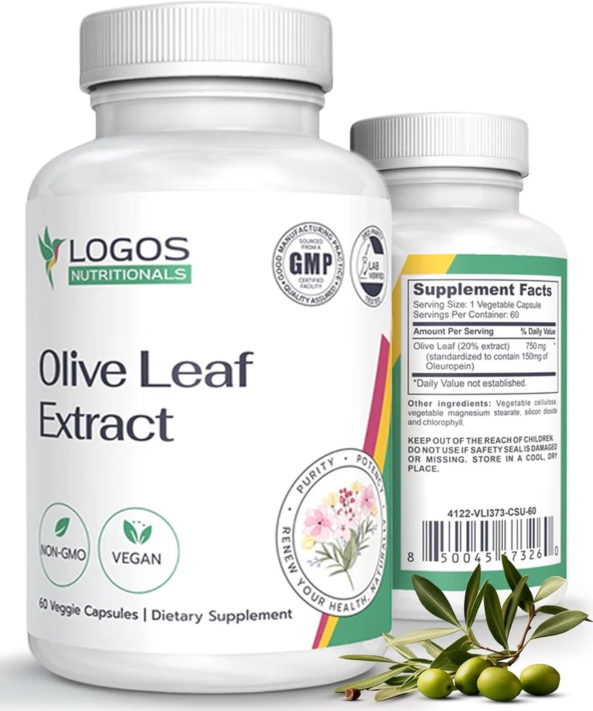 Ekstrakt Olive Leaf - Imunski dodatek za moške in ženske, polifenol in aromo za splošno wellness - ne-GMO in Vegansko oljčno olje Kapsule - 60 Count