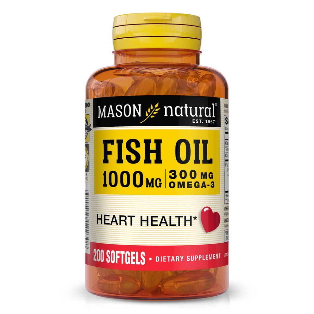 MASON NARAVNA Omega,3 ribje olje, 200,Day Supply, 1000mg z EPA in DHA za skupno podporo, Softgel tablete