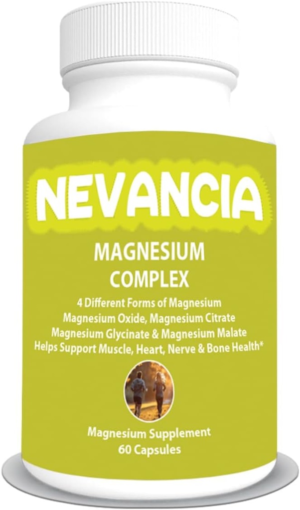 Magnezij Kompleks z magnezijevim glicinatom, magnezijevim malatom, magnezijevim citratom, magnezijevim oksidom, stresom in uspavalom, podporo za možgane in srce, mišice, skupno podporo in kosti