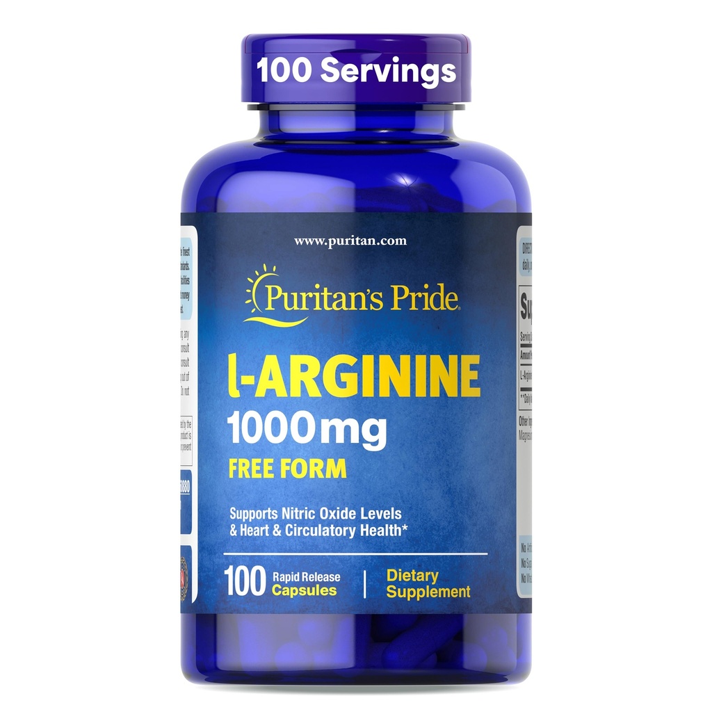 Puritan's Pride L-Arinine 1000mg, prehranska dopolnila podpira ravni dušikovega oksida in srce in cirkulatorno Heath, 100 dnevno oskrbo, 100 tablet