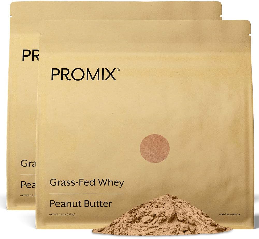 ProMix Nutrition Whey Protein Powder, Peanut Butter - Grass-Fed & 100% All Natural - ‐Post Workout Fitness & Nutrition Shakes, Smoothies, Pečenje in kuhanje recepti - 5 Pound (Pack of 2)
