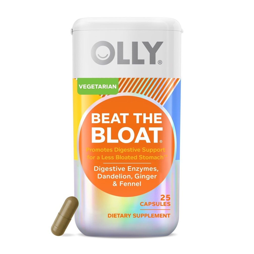 OLY Beat Bloat kapsule, Prebavne podporne encime, dodatek za ženske - 25 Count