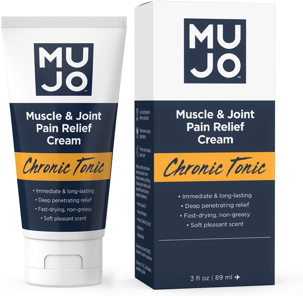 MUJO Kronična tonična mišica in bolečine Relief krema - hitro delujoče, dolgotrajne organske sestavine - globoko penetracijo za artritis/spraine - 3 fl oz