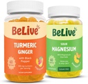 BeLive Bundle Magnezij in Turmeric Gummies za sprostitev, spanje, Inmune podpora in podpora mobilnosti
