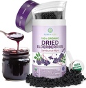 USDA Organske sušene bezgove jagode 1lb razsutem stanju (Varnostna embalaža, Reseable Bag, BPA-free Scoop) Naravna, neobsevana, Surova cela črna bezgova jagoda, Imunska podpora, Make Sambucus Elderberry Syrup, 1 funt