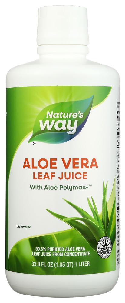 Naravne poti Aloe Vera Leaf Juice s polimax+, 99,5% Prečiščen Aloe Vera Leaf Juice iz koncentrata, Unflavored, 33.8 Fl Oz