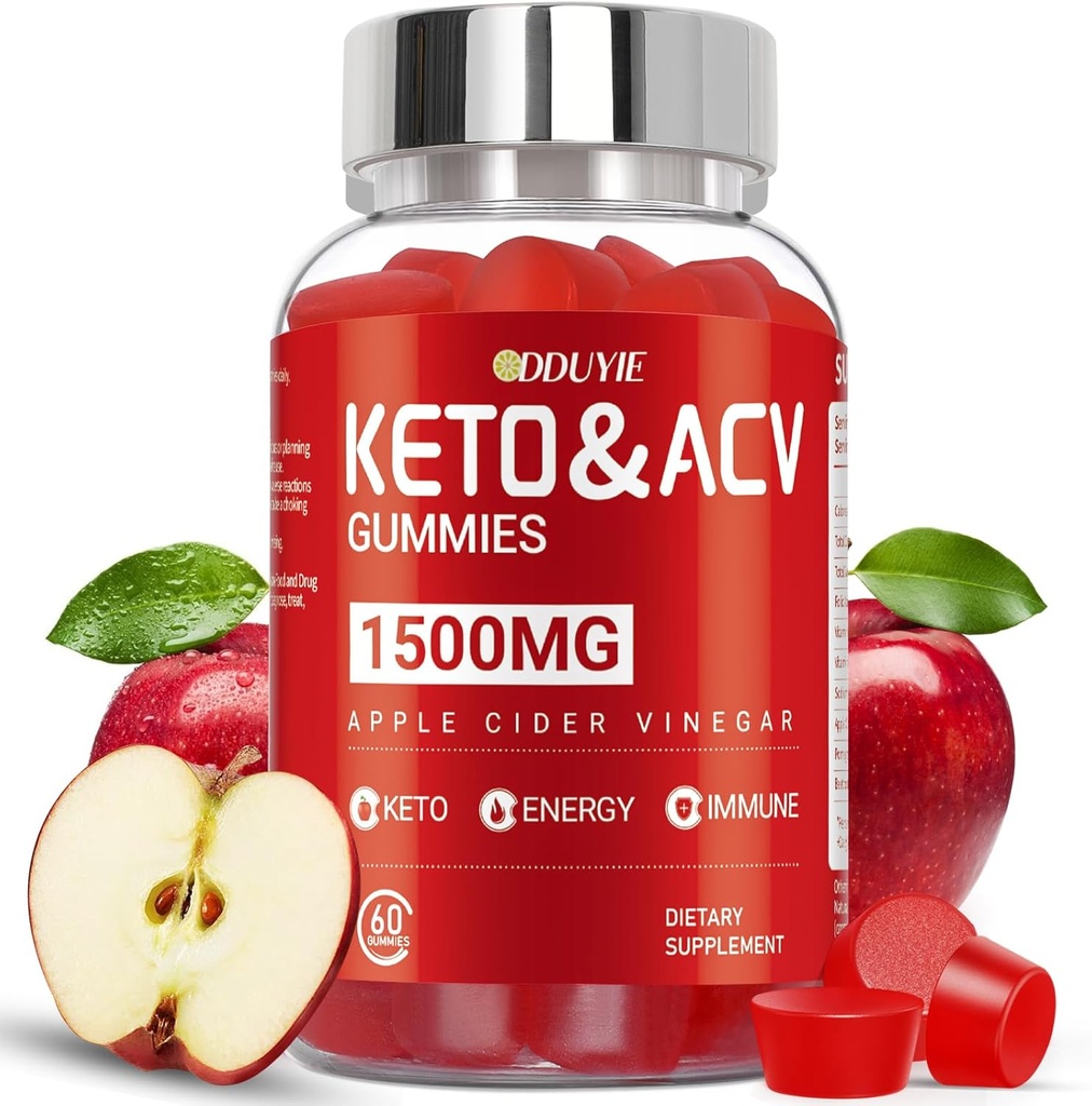 Brilhante Keto ACV Gummies - 1500mg Apple Cider Vinegar Gummies z peetroot & vitamin B12 B6 - za moške in ženske - brez GSO in Vegan - 60 Count