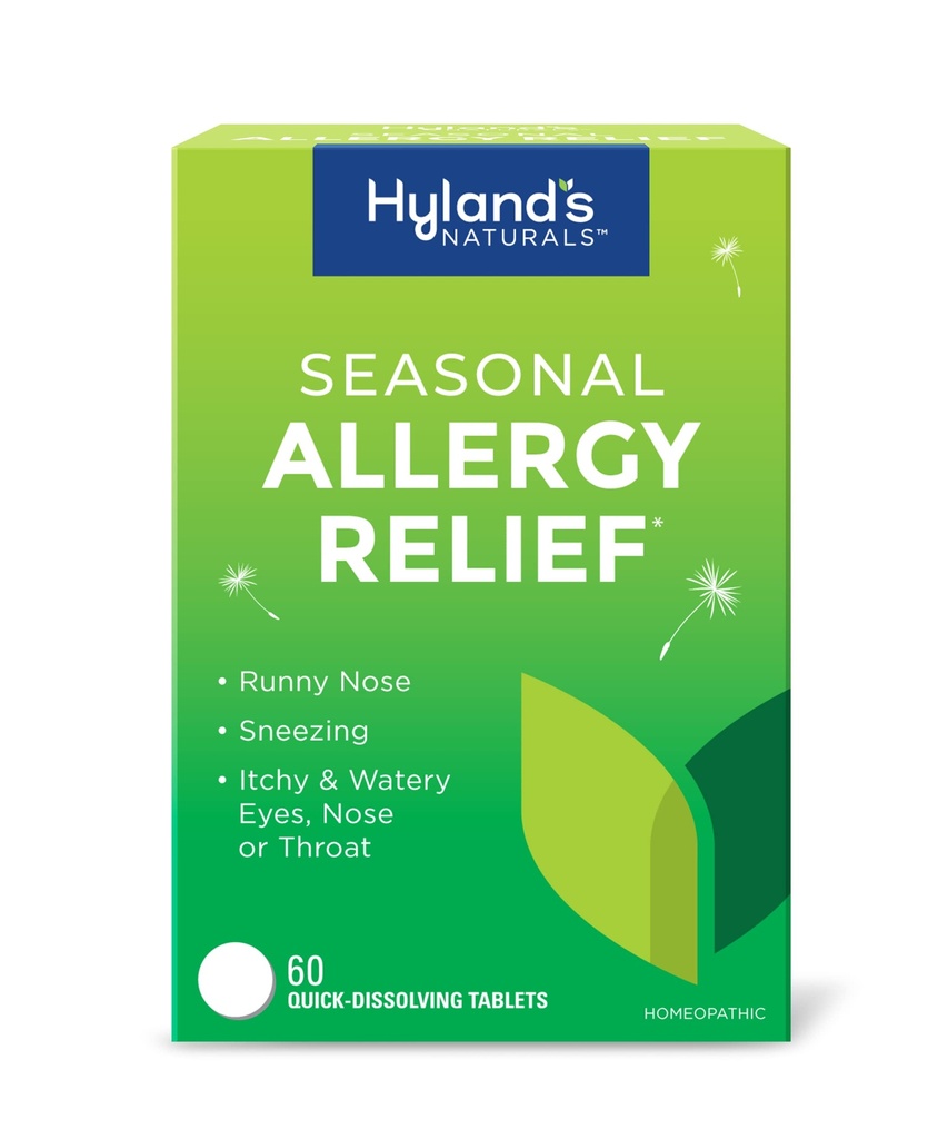 Hyland's Indoor and Outdoor, Non Drowsy Seasonal Alergy Relief tablete, za Sneesing, Runny Nose, Itchy in Watery oči, Nos ali grlo, varno in naravno, hitro raztapljanje tablete, 60 grof