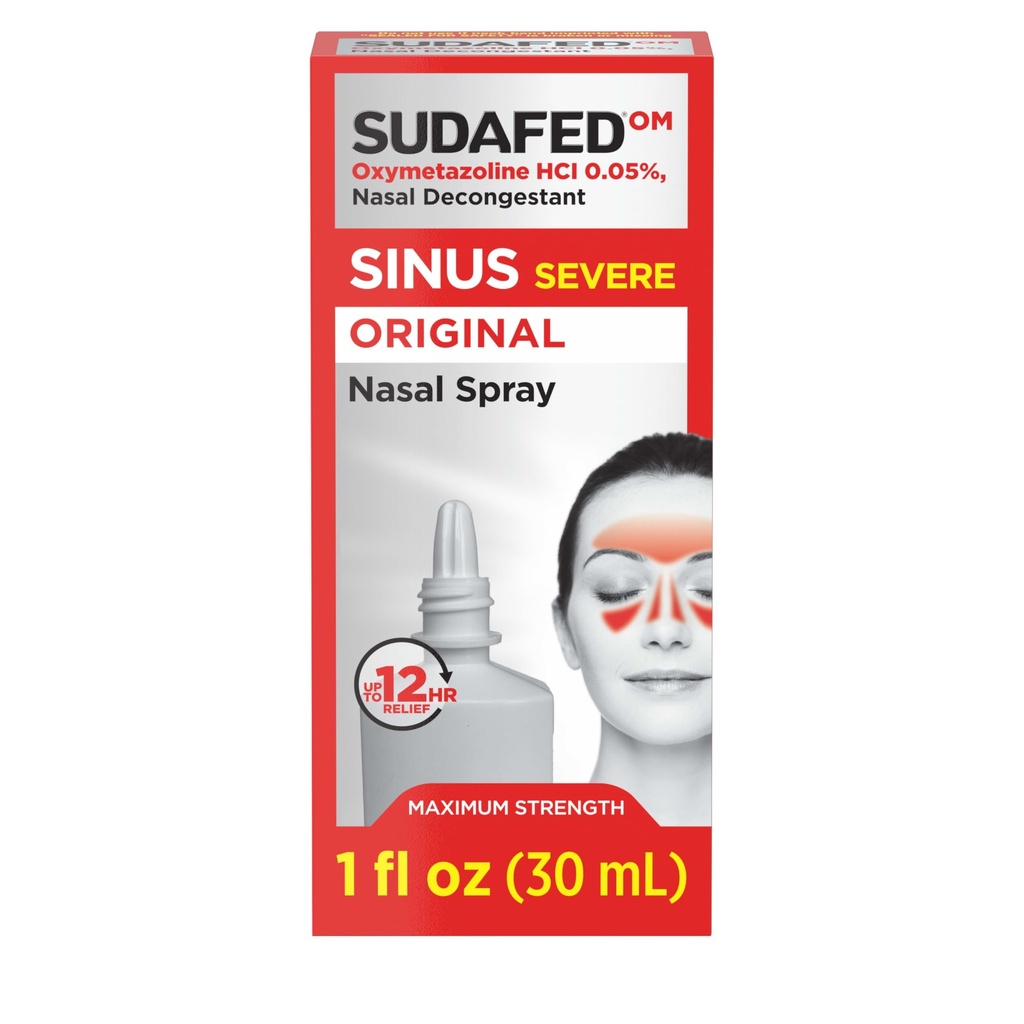 Sudafed Sinus Hud Original Nazal Spray, 12 Hour Nazal Spray Dekongestiv za hitro, močan prebavne olajšave zaradi prehladov ali alergij, Oxymetazolin HCl .05% Nose Spray, 1 fl.