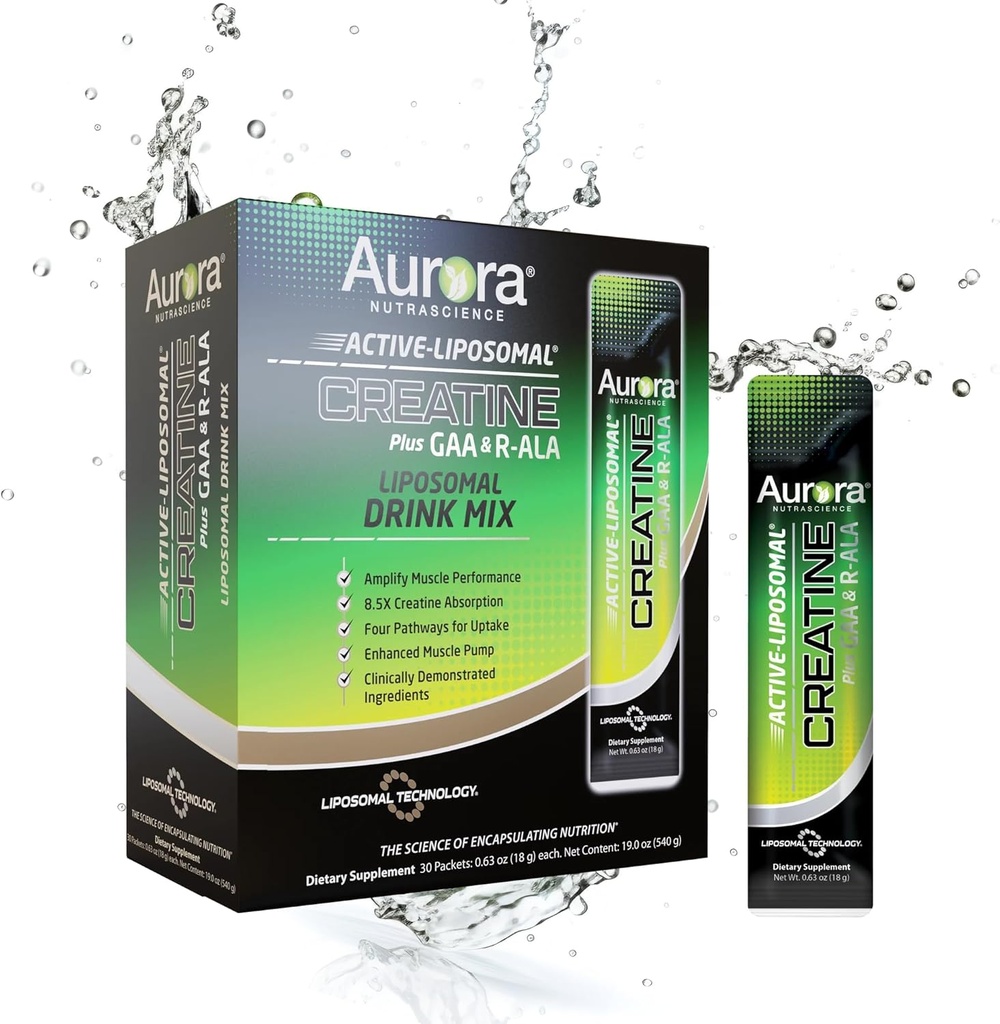 Aurora Nutrascience Active Liposomal®, Creatine Plus GAA & R-ALA, 30 paketov, 0,63 oz (18 g) Vsak