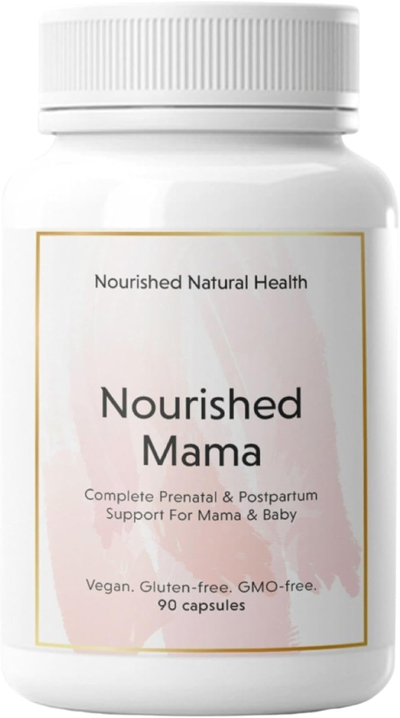 Prehranljena mama Prenatal Multi Vitamin - Vegan Multivitamin za predkoncepcijo, nosečnost, poporodni porod in dojenje Podpora - Iron-free z metiliranim folatom in visokodoznim holinom - 90 kapsul