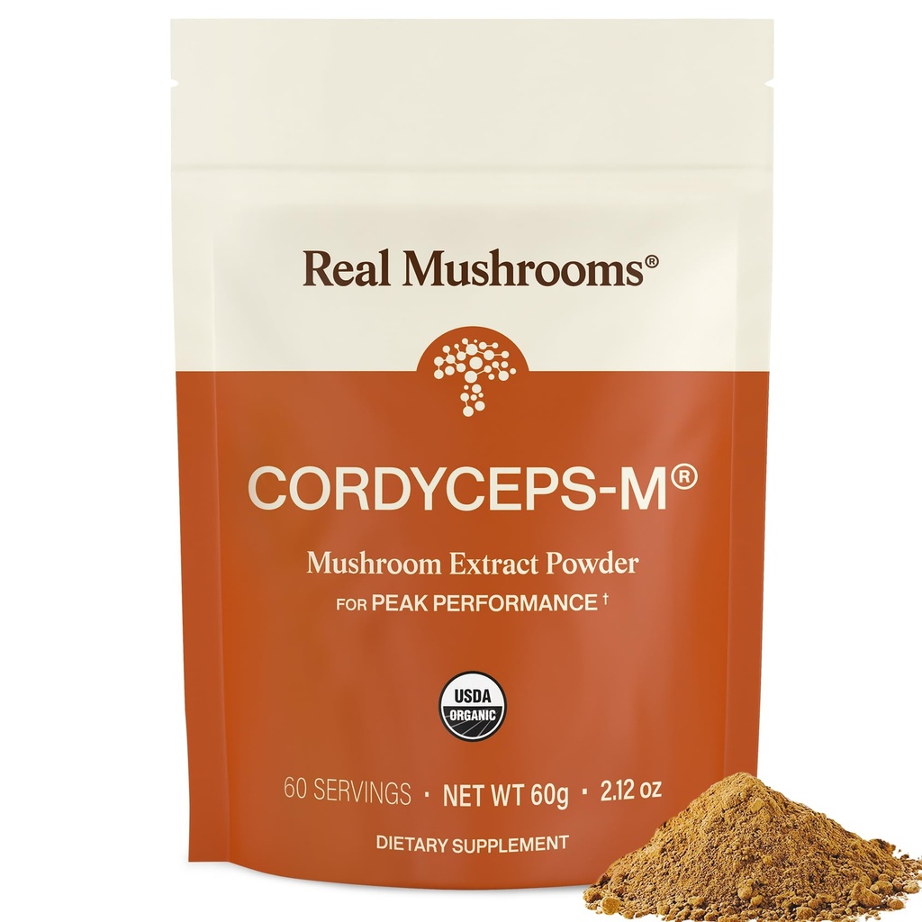 Prave gobe Cordyceps goba v prahu - Organic Cordyceps v prahu goba v prahu Energija in wellness podpora - Bogata z beta glukani - Non-GMO, Vegan dodatek, 60 Strežnice
