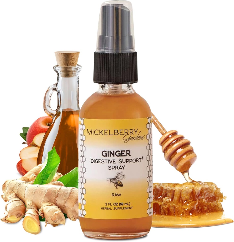 Mickelberry Gardens Imunska podpora Medeni pršilo – Organic Ginger Shots & Sirup za Immunity Boost, Prebavno zdravje in Wellness – 2 Oz
