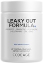 Codeage Leaky Gut Supplement, L-glutamin, N-acetilglukozamin, probiotik, butirska kislina, polifenoli, Quercetin, DGL, Marshmallow Root, Berberine, BioPerine, Cinamon, Vegan, Non-GMO, 60 Kapsule