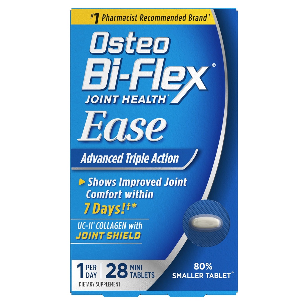Osteo Bi-Flex Ease Advanced Triple Action with Vitamin D Skupni dodatki, Mini Tablets, 28 Count