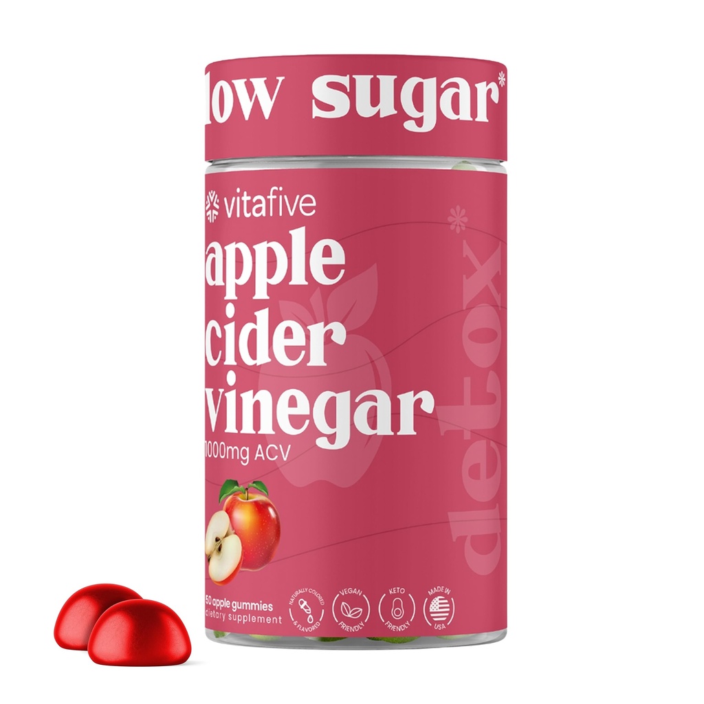 vitapet Jabolčni kis, 500mg jabolčni kis na Gummy, Boost Gut Health, Colon Support, Vegan, Gluten Free (50 Ct)