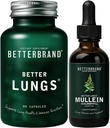 Betterbrand Better Lungs Health Pack - Better Lungs Kapsule & Mullein Leaf Tinkture kapljice 