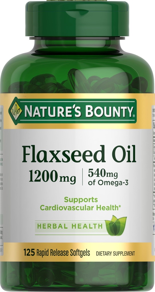 Narava Bounty Laneno in Omega 3, prehransko dopolnilo, Podpira kardiovaskularno zdravje, 1200mg, Softgels, 125 ct