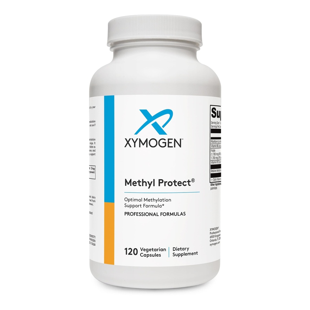 XYMOGEN Metil Protect - Optimal Metilation Formula z metil Folate, Vitamin B12 (metilkobalamin b12), Riboflavin + B6 Vitamini - kognitivne, Homocystein + Heart Health Supplements (120 kapsul)