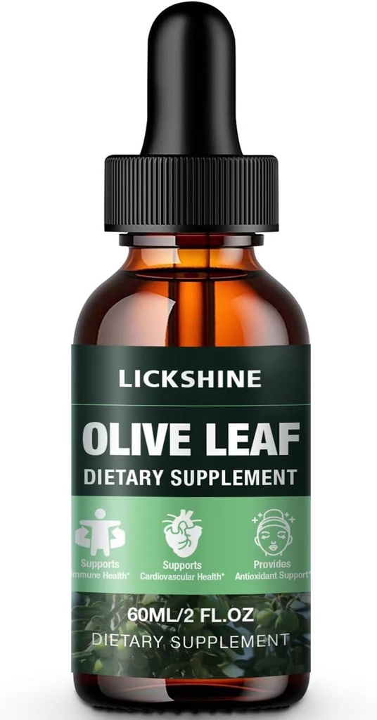 1 Pack 1000MG Olive Leaf Tekoči ekstrakt - Organic Olive Leaf kapljice dodatek Tinktura za boljšo absorpcijo - Imunska in srčna podpora Gluten-free, Non-GMO, Vegan, 2 Fl Oz