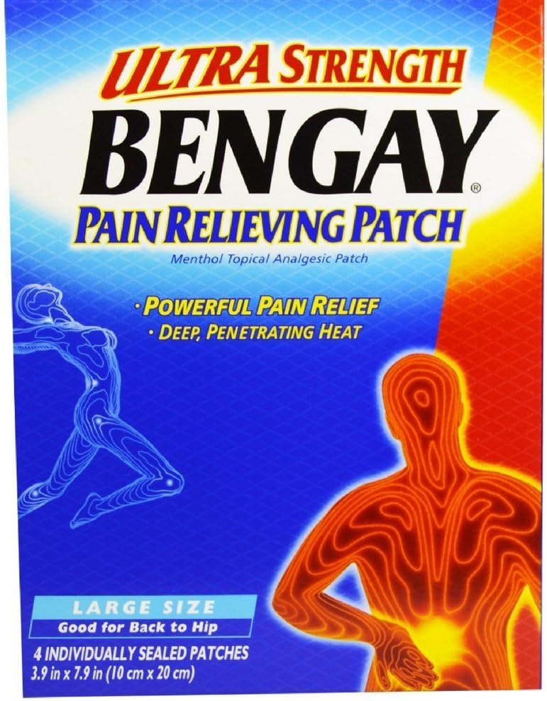 BENGAY Ultra moč bolečine lajšanje obliži velika velikost 4 vsak (paket 4)