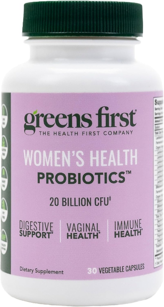 Zeleni prvi probiotiki za zdravje žensk - probiotik za ravnovesje pH - 20 milijard CFU - podpora za digestivno, imuno in vaginalno zdravje brez GMO/glutena brez mleka/soje (30 rastlinskih kapsul)