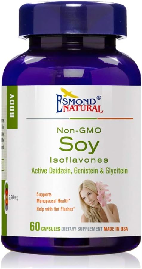 (5 Pack) Esmond Natural: Soy Isoflavones Non-GMO (Podpora Menopausal Health & Hot Flashes), GMP, Naravni izdelek Assn Certified, Izdelano v ZDA - 250mg, 300 kapsul