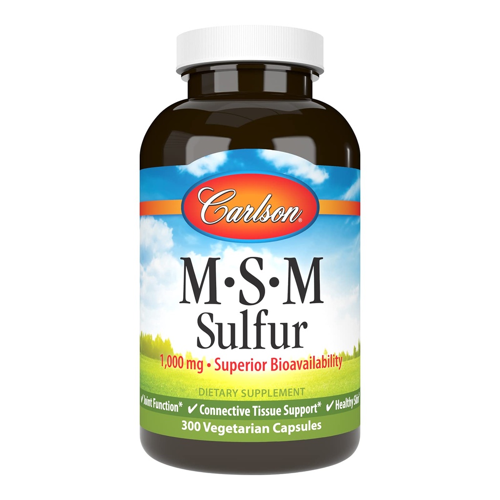 Carlson - M- S- M žveplo, 1000 mg - superior biorazpoložljivost, skupna funkcija, povezana podpora tkivu in zdrava koža, 300 vegetarijanskih kapsul