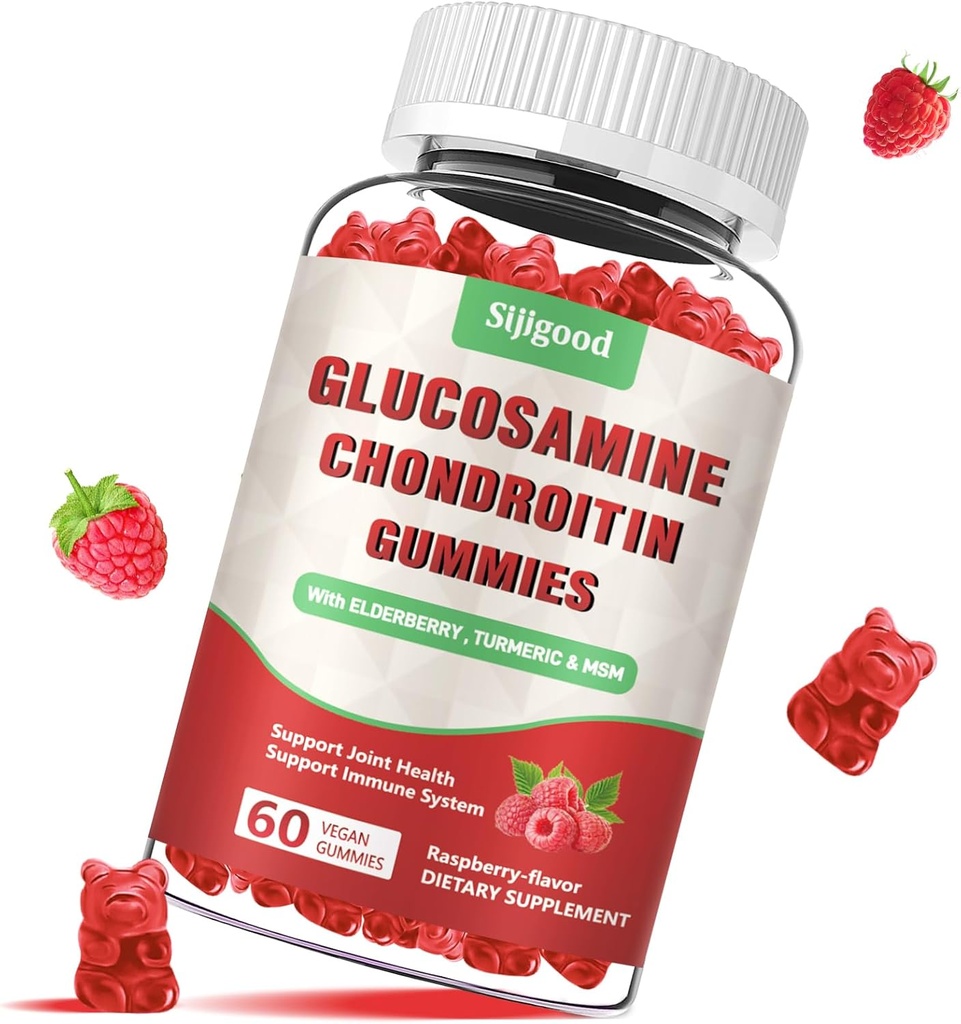 Izboljšana glukozamin Chondroitin Gumies z MSM za odrasle - ekstra močna skupno zdravje in prilagodljivost, Antioksidant in imunosupresivna podpora dodatek, 60 število