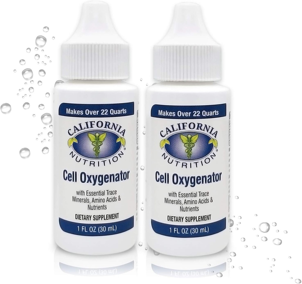 Celični oksigenator 1 Fl Oz steklenica (Pack of 2), Tekoči kisik kapljice dnevno prehransko dopolnilo za večji imunski sistem, Trace minerali in aminokisline za športnike šport