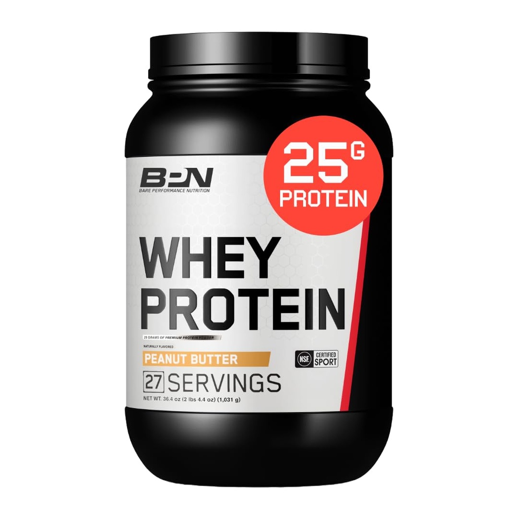 BARE USPEŠNOST HRANILA, BPN Whey Protein + Kazein Protein Powder Mešanica, arašidovo maslo, 25g Beljakovine na serviranje Podpira Lean Muscle Recovery, 27 Serving, tretja stranka testiran