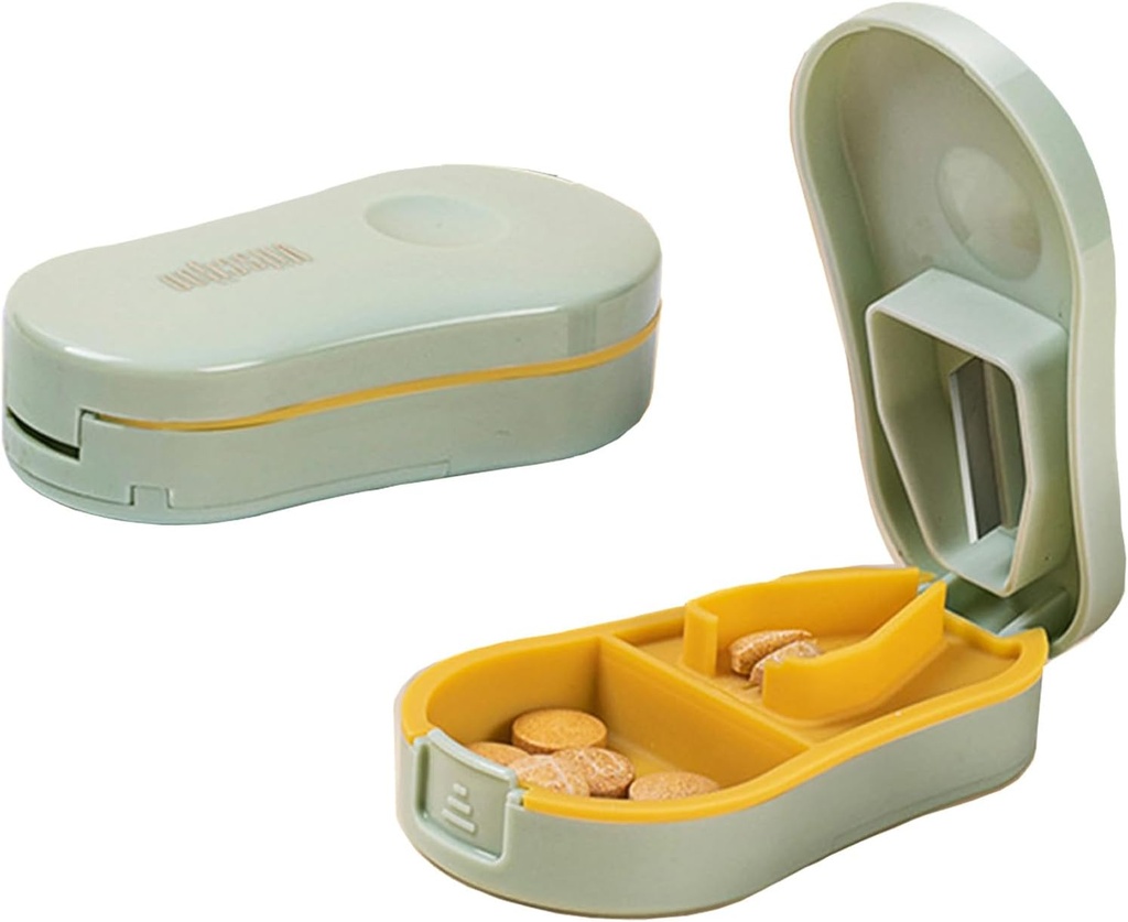 Svetlo zelene majhne tablete Cutter Spliter s centralno napravo za majhne in majhne tablete, cuts vitamini tablete, Prenosni Exquisite tablete Crusher za žepki