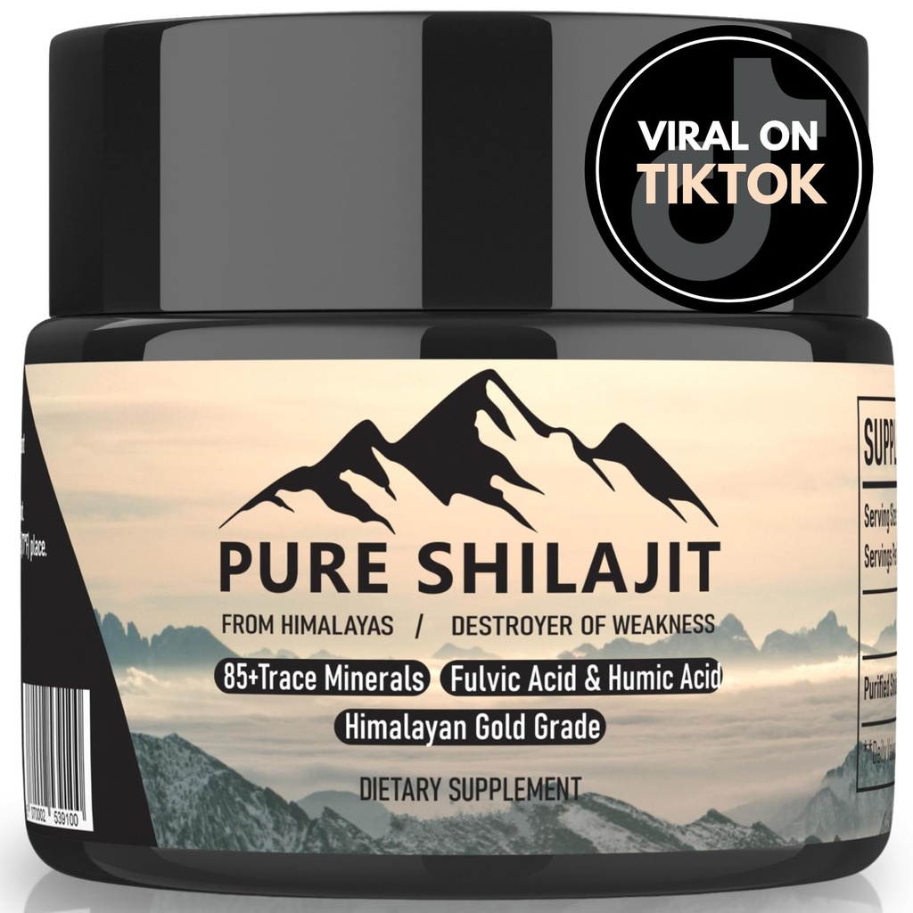 Himalajski Resin za moške in ženske, Organski naravni dodatek z 85+ Trace Minerals + Huminska kislina, Visoka moč zagotavlja energijo, moč in imuniteto (30g New)