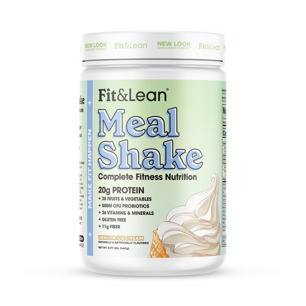 Fit & Lean Meal Shake, Maščoba gorijo obrok Zamenjava, Beljakovine, Fiber, Probiotiki, Vanilla, 1lb, 10 Serving na vsebnik